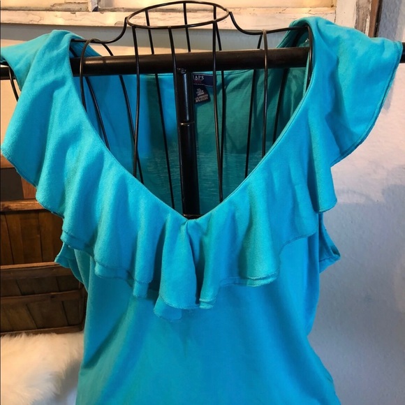 Teal Chaps Ruffled Top - Picture 2 of 3